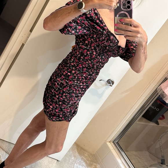 EUC, FOR LOVE & LEMONS, XSm, Black & Pink floral dress, Gorgeous! Corset look. - Picture 3 of 14